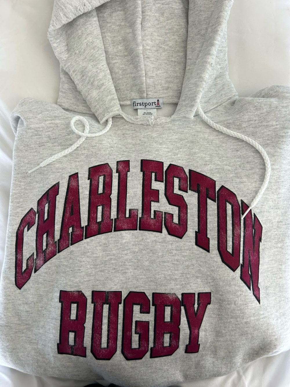 Firstport Vintage Gray Hoodie Charleston Rugby size large